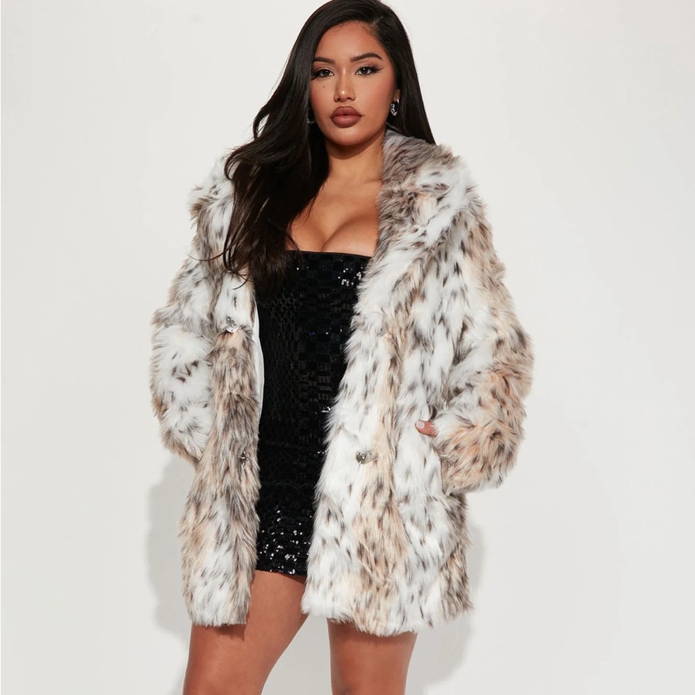 Fashion Nova Wild Chase Coat Ivory/Combo - New with tags.